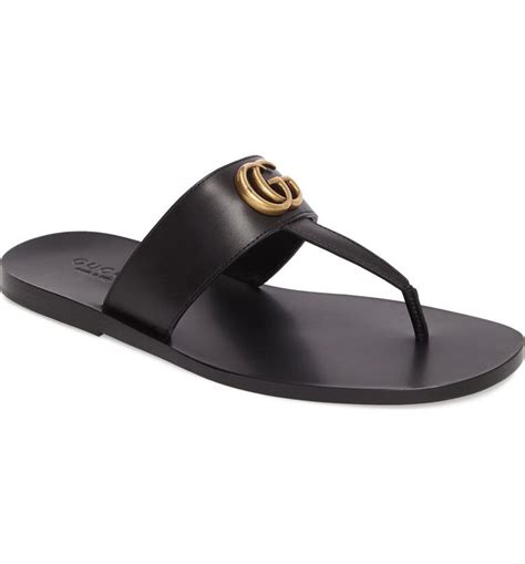 gucci black marmont sandals|gucci marmont leather thong sandals.